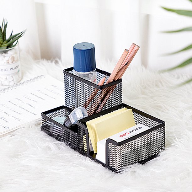 Deli Mesh Desk Organizer Office Supplies with Pencil Holder and Storage Baskets